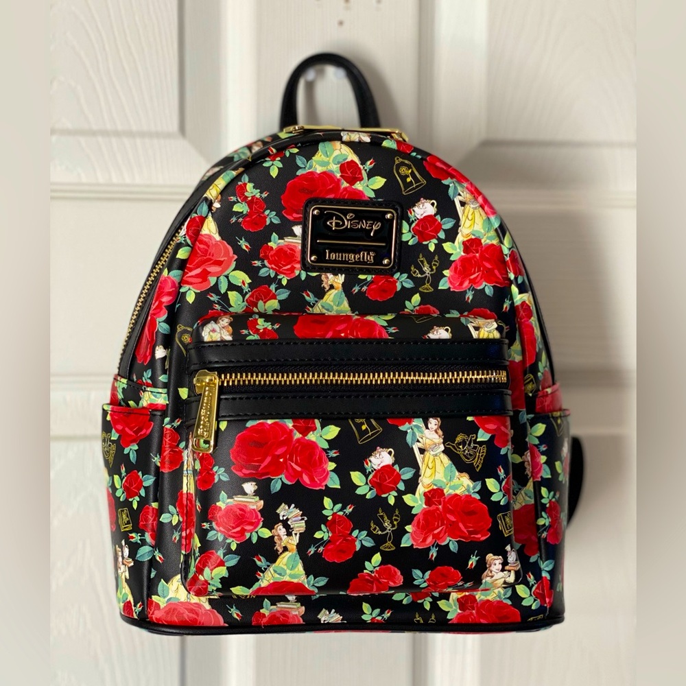 Disney Loungefly beauty and the beast belle roses mini bag pack new with tag